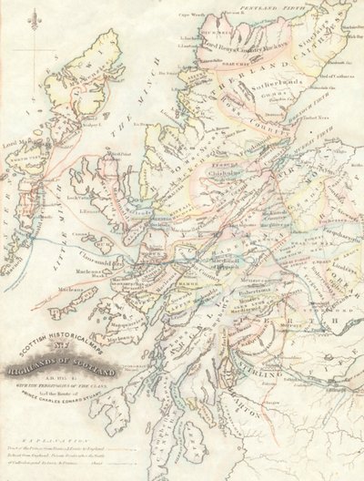 Karte der Highlands von Schottland mit den Territorien der Clans von Unknown artist