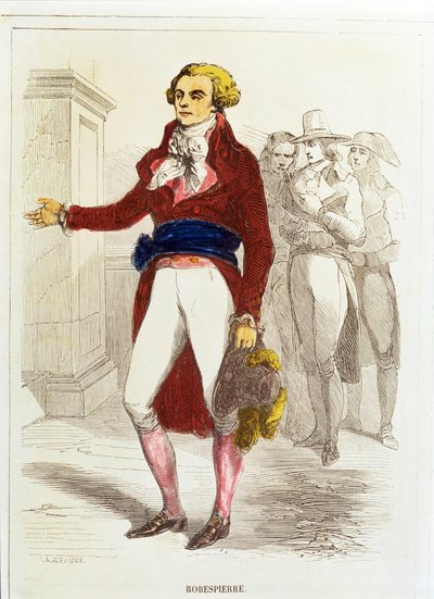 Maximilien Robespierre, handkolorierte Radierung von Unknown artist