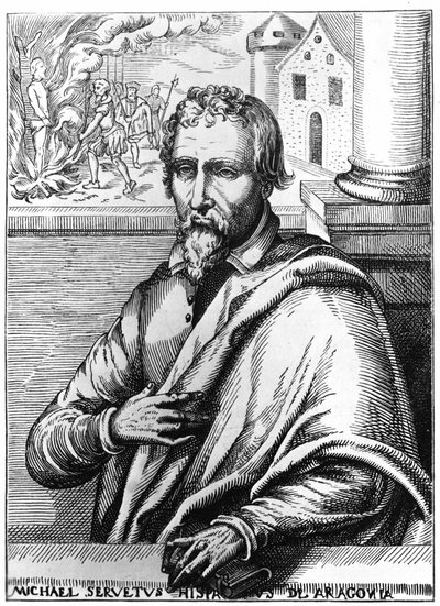 Michel Servet (Michel de Villanueva) (1511-1553), spanischer Arzt und Theologe. Gravur von Unknown artist