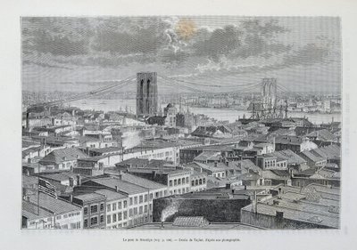 New York und Brooklyn Bridge im Bau - in „Die Weltreise“, 2. Sem. 1881 von Unknown artist