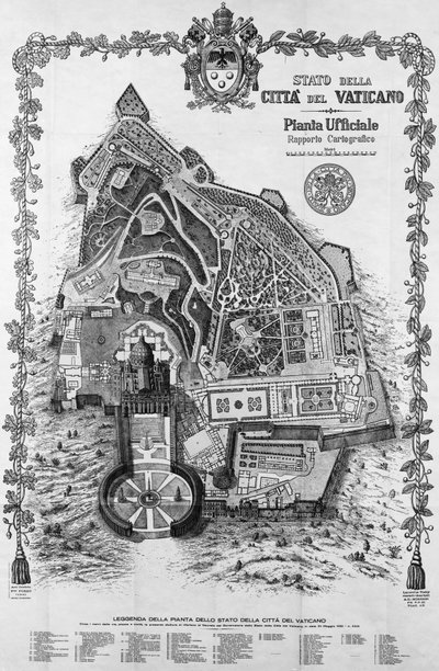 Offizielle Karte des Staates Vatikanstadt von Unknown artist