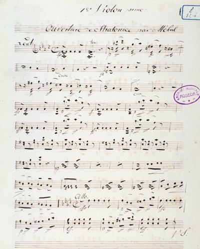Eröffnungsseite der Oper Stratonice von Mehul (1792) von Unknown artist