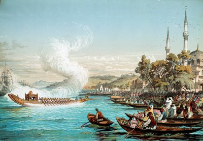 Osmanisches Reich: Seefest in Konstantinopel. Lithographie des 19. Jahrhunderts. Bibliothek der dekorativen Künste, Paris von Unknown artist