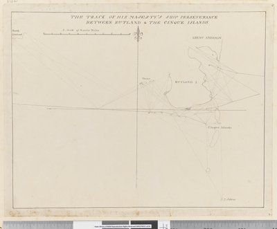 Seite 38b Die Route von Seiner Majestät Schiff Perseverance zwischen Rutland und den Cinque Inseln von Unknown artist