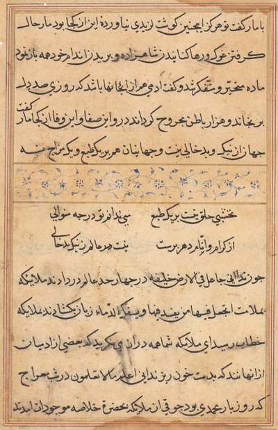 Seite aus Geschichten eines Papageis (Tuti-nama): Textseite von Unknown artist