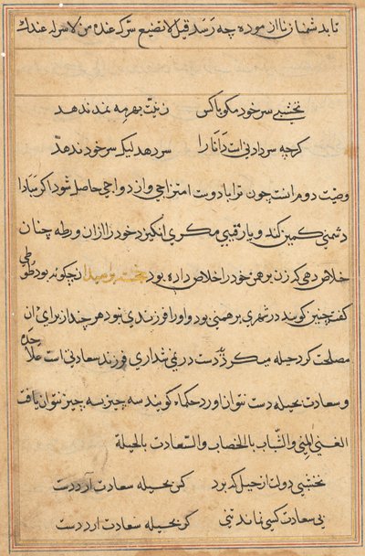 Seite aus Geschichten eines Papageis (Tuti-nama): Textseite von Unknown artist