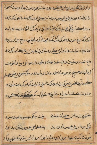 Seite aus Geschichten eines Papageis (Tuti-nama): Textseite von Unknown artist