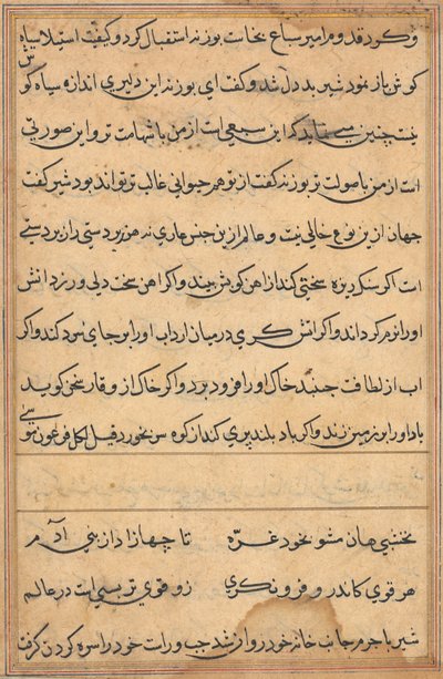 Seite aus Geschichten eines Papageis (Tuti-nama): Textseite von Unknown artist