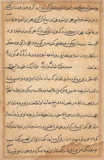 Seite aus Geschichten eines Papageis (Tuti-nama): Textseite von Unknown artist