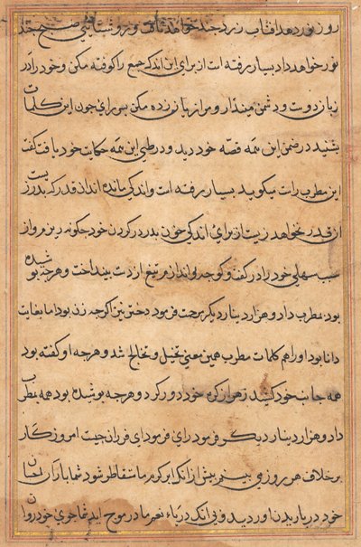 Seite aus Geschichten eines Papageis (Tuti-nama): Textseite von Unknown artist