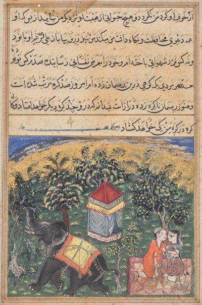 Seite aus Geschichten eines Papageis (Tuti-nama): Textseite von Unknown artist