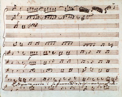 Seite der Partitur von Estinguere vorrei Arie in der Oper Griselda von Antonio Vivaldi von Unknown artist