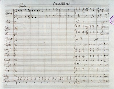 Seite der Noten für Die Entführung aus dem Serail, Oper von Mozart, Lichtenthal-Version (1838) von Unknown artist