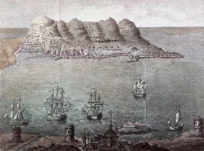 Panoramablick auf Gibraltar und die Meerenge. 19. Jahrhundert Madrid, Nationalbibliothek von Unknown artist
