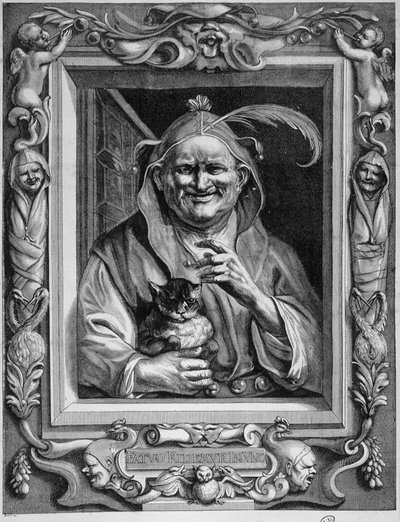 Personifikation des Wahnsinns mit einer Katze von Unknown artist