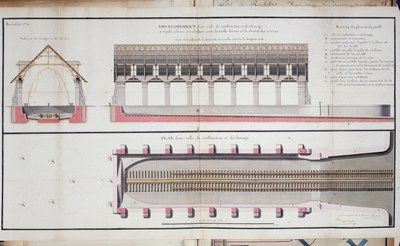 Plan eines Gebäudes und Grundriss des Hafens von Rochefort von Unknown artist