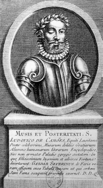 Porträt in Medaillon von Luis de Camoens (1524-1580) - Gravur von Unknown artist