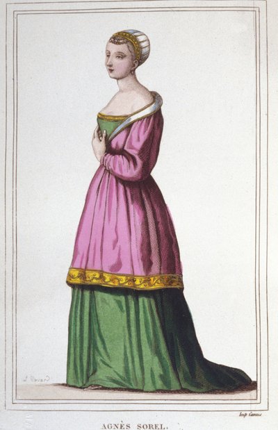 Porträt von Agnes Sorel (1422-1450), Favoritin von König Karl VII. Gravur von 1830 von Unknown artist