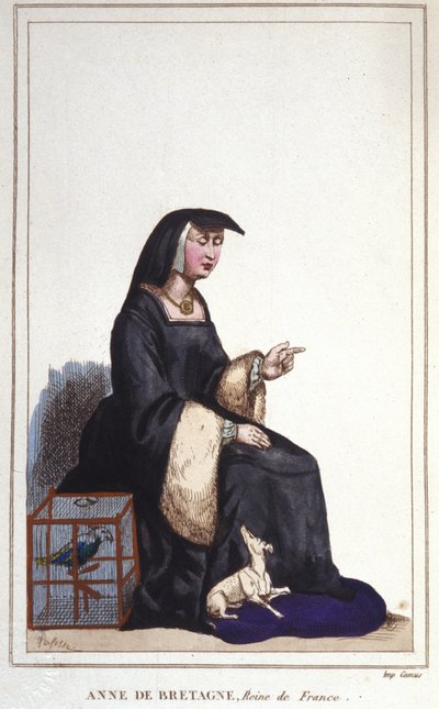 Porträt von Anne von Bretagne (1476-1514), Königin von Frankreich, Ehefrau von Karl VIII. und dann Ludwig XII. Gravur von 1830 von Unknown artist