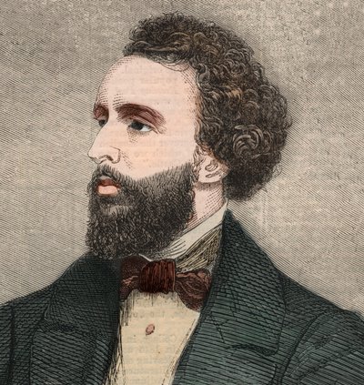 Porträt von Bayard Taylor (1825-1878), amerikanischer Dichter. Gravur in „The Illustrated London News“ vom 23. Januar 1858. von Unknown artist