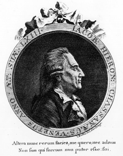 Porträt von Casanova (1725 - 1798) - Porträt im Frontispiz, in „Geschichte meiner Flucht aus den Gefängnissen der Republik Venedig“, geschrieben in Dux in Böhmen von Unknown artist