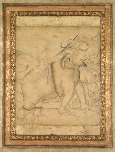 Porträt von Kaiser Jahangir auf einem Elefanten reitend von Unknown artist
