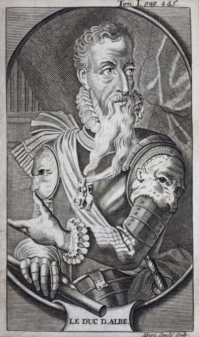 Porträt von Ferdinand Alvarez de Toledo (1507-1582) Dritter Herzog von Alba, Grand von Spanien, Herzog von Huescar, Marquis von Coria, Graf von Salvatierra, Vizekönig von Neapel und Gouverneur der Niederlande. Gravur zur Illustration der „Geschichte der... von Unknown artist