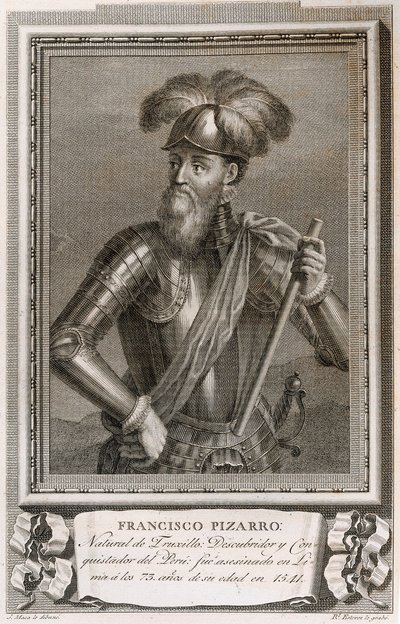 Porträt von Francisco Pizarro (Gravur) von Unknown artist