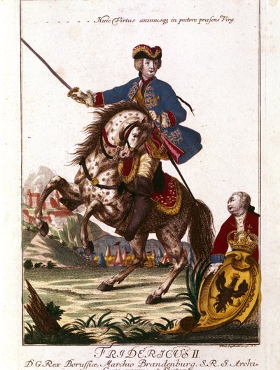 Porträt von Friedrich II. von Preußen (1712-1786) bekannt als Friedrich der Große. Gravur des 18. Jahrhunderts. von Unknown artist