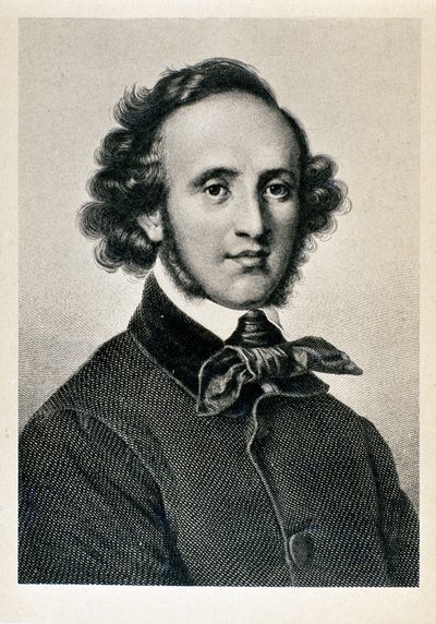 Porträt von Jakob Ludwig Felix Mendelssohn Bartholdy (1809-1847), deutscher Dirigent und Komponist. Lithographie des 19. Jahrhunderts. Biblioteca del Conservatorio Giuseppe Verdi, Mailand von Unknown artist