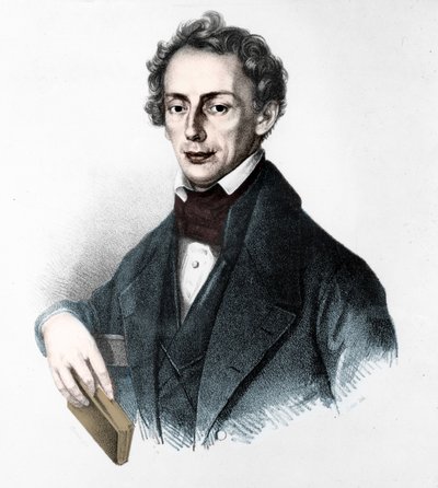 Porträt von Johann Christian Doppler (1803-1853), österreichischer Physiker. Gravur aus dem 19. Jahrhundert von Unknown artist