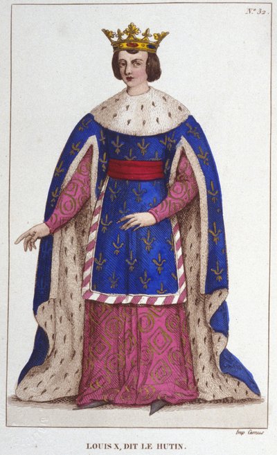 Porträt von Ludwig X. der Hutin (1289 - 1316), König von Frankreich Gravur von 1830 von Unknown artist