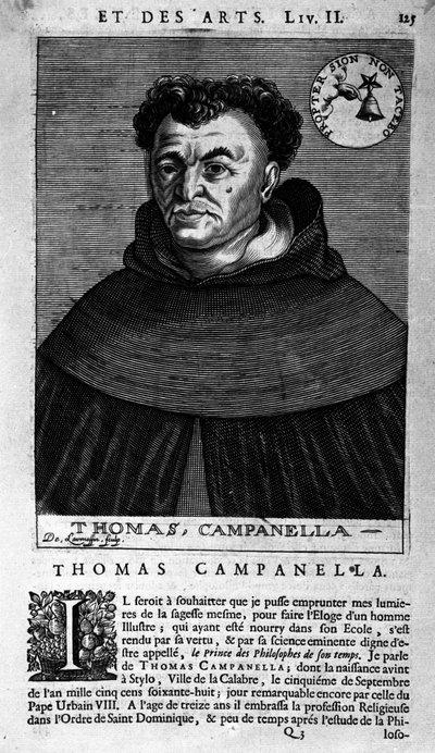 Porträt des italienischen Philosophen Tommaso Campanella (1568-1639). Blatt unbekannter Herkunft aus dem 17. Jahrhundert von Unknown artist