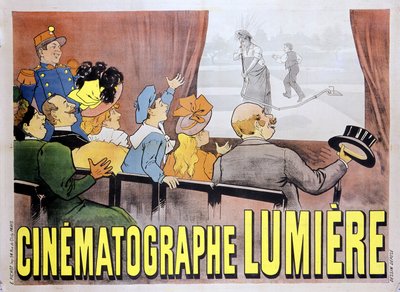 Plakat für den Kinematographen der Brüder Lumière für den Film „Der begossene Gärtner“, Ende des 19. Jahrhunderts von Unknown artist