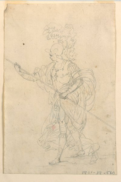 Entwurf für ein Theaterkostüm eines klassischen Kriegers von Unknown artist