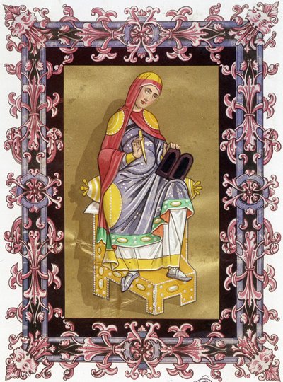 Radegunde (ca. 520 - 587), Königin von Frankreich, Ehefrau von Chlothar I. Chromolithografie des 19. Jahrhunderts nach einer Beleuchtung von Unknown artist