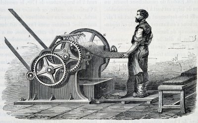 Rohkautschuk-Schredder - in „Die Wunder der Industrie“ von Louis Figuier von Unknown artist