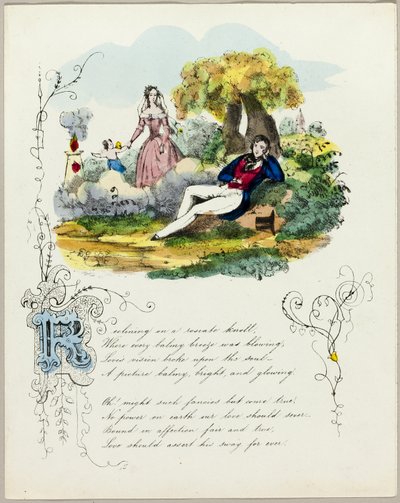 Liegender auf einem rosigen Hügel (Valentinstag) von Unknown artist