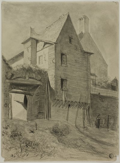 Überrest der alten Burg in Bauernhof integriert von Unknown artist
