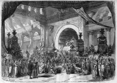 Darstellung einer Oper: Akt III, zweites Gemälde von „Faust“ von Charles Gounod - Gravur in „Le Journal Illustré“ von Unknown artist