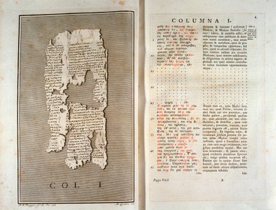 Reproduktion des Papyrus von Herculaneum von Philodema von Gadara (1793) von Unknown artist