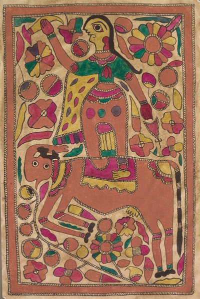 Reiter und vierbeiniges Wesen mit Blumenmotiv von Unknown artist