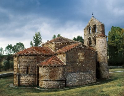 Romanische Kunst: Ansicht der Kirche San Salvador de Cantamuda, Spanien von Unknown artist
