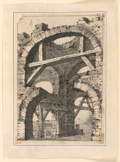 Rauhe Steinbögen, verstärkt durch Holzbalken von Unknown artist