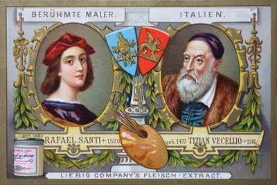 Serie von Gemälden berühmter Maler, Rafael Santi und Tiziano Vecellio, Italien von Unknown artist