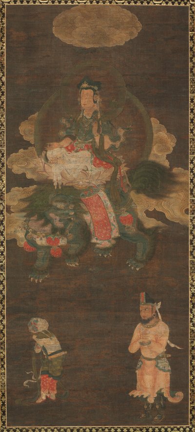 Shakyamuni-Triade: Buddha begleitet von Manjushri und Samantabhadra (Bodhisattva mit Löwe) von Unknown artist