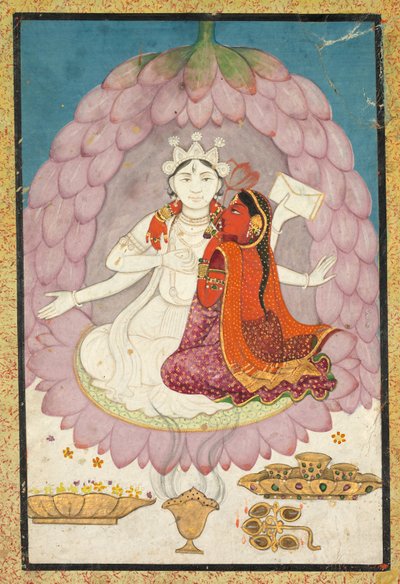 Shiva mit Sati auf einer Lotusblüte sitzend von Unknown artist