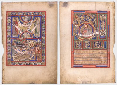 Einzelblatt aus einem Evangelienbuch: Die Geburt Christi (recto) und St. Matthäus (verso) von Unknown artist