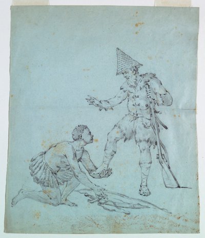Skizze für einen Baumwollendruck: Robinson Crusoe von Unknown artist