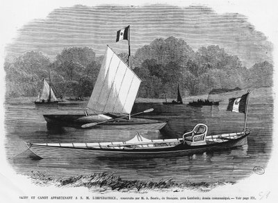 Skiff und Kanu neben der Kaiserin, gebaut von M.A. Searle de Stangate, in der Nähe von Lambeth - Gravur von Unknown artist